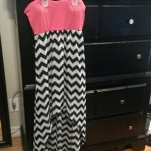 High low chevron & coral dress
