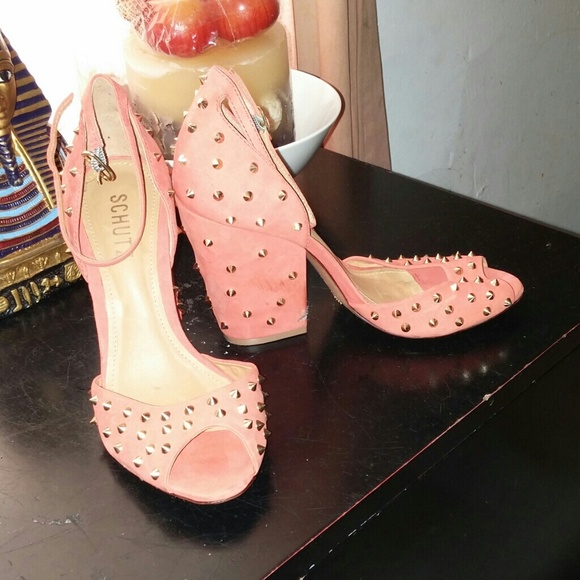 Brand new orange heels with gold studs