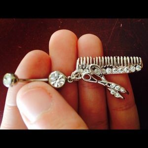 Comb and scissors belly button ring