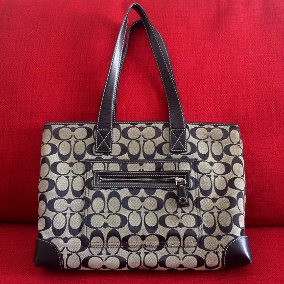 SOLD Coach Classic Black & Grey Handbag - Picture 1 of 3