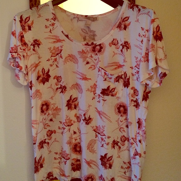 Floral/feather Graphic Print T-Shirt