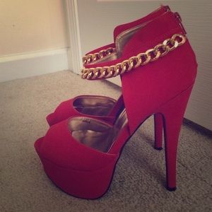 red suede material high heels