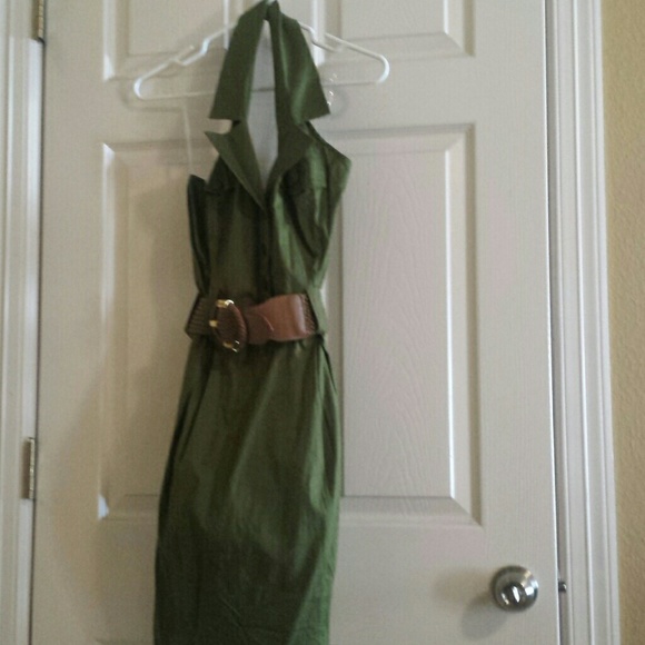 Halter top green dress