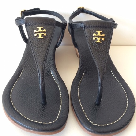 "New" Tory burch black wedge sandal designer