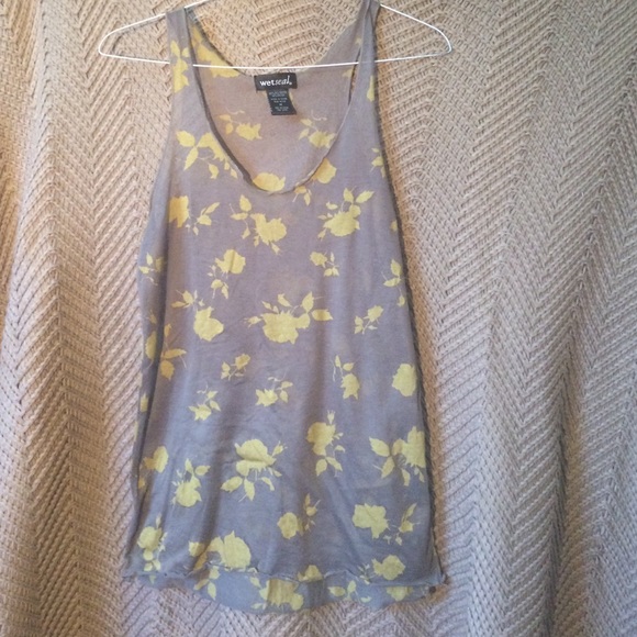 Grey floral razor back tank