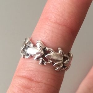 Vintage Sterling Silver Frog Ring Size 5