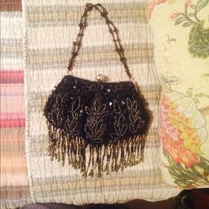 Black beaded evening bag