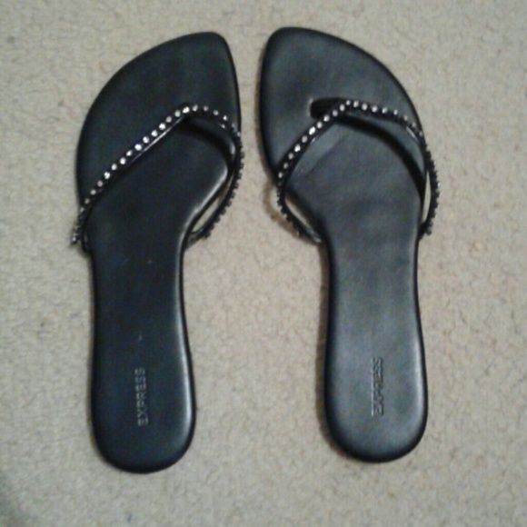 Black and Rhinestone Express Flip-flops - Picture 2 of 2