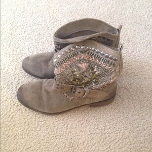 Tan boots with sequins