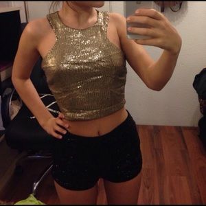 Gold sequin crop top