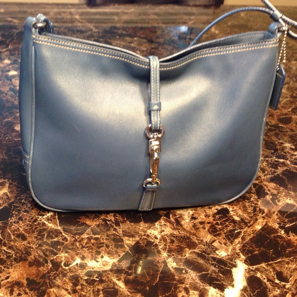 Authentic Blue Leather Coach Bag
