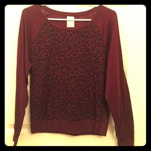 Victoria's Secret burgundy cheetah / leopard shirt