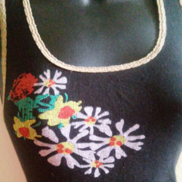Black take top with flowers