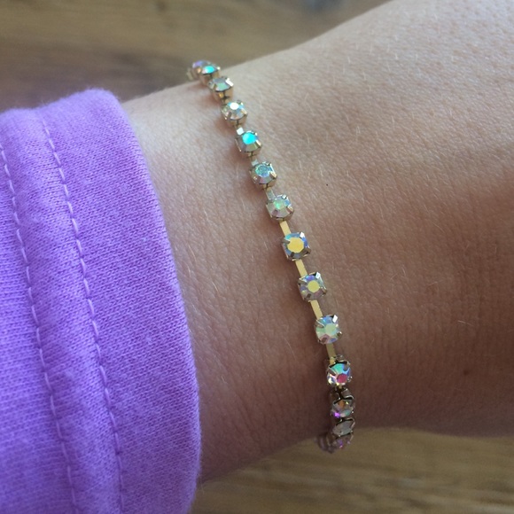 Gold / Rainbow Crystal Topshop Bracelet