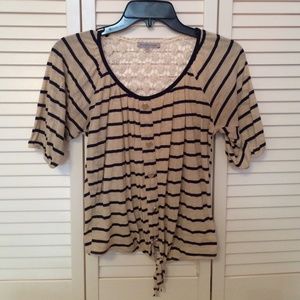 A Charlotte Russe blue and gray striped shirt