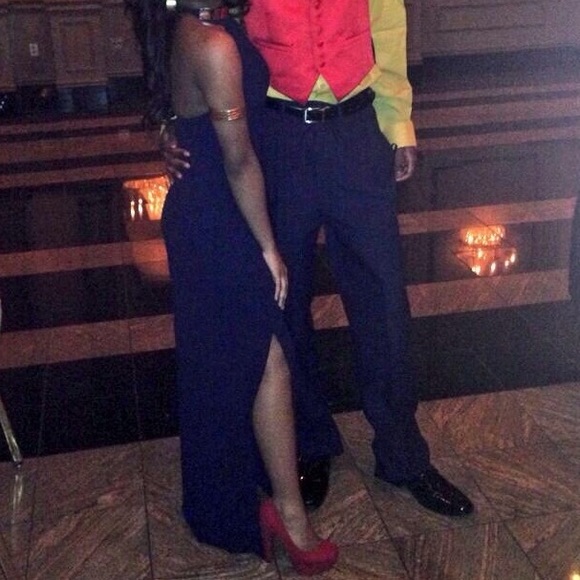 Deep Navy Blue Prom Dress - Picture 3 of 4