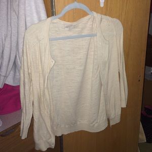 CREAM ANN TAYLOR LOFT CARDIGAN