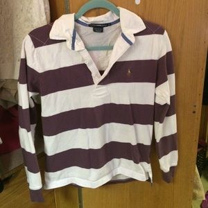 RALPH LAUREN PURPLE AND WHITE RUGBY SHIRT