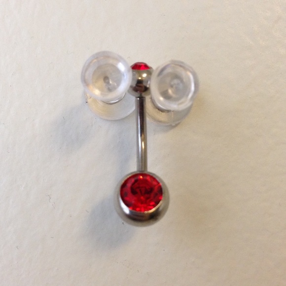 14G Navel Curve with Red Gem