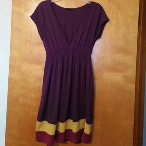Rue 21 Purple with Mustard and Burgundy Trim Dress