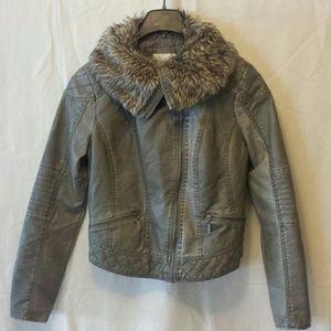 Faux grey leather jacket