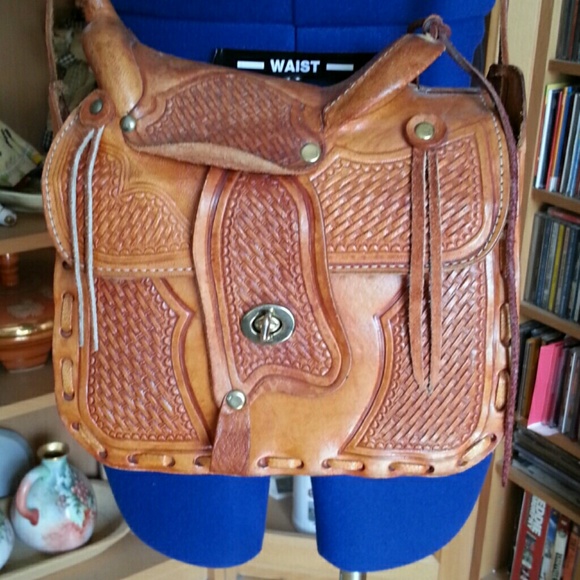 Vintage Tooled Leather Saddle Purse