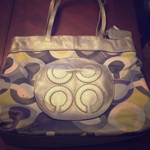 Silver coach tote