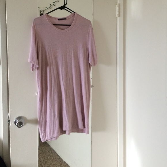 Pink striped shirt dress