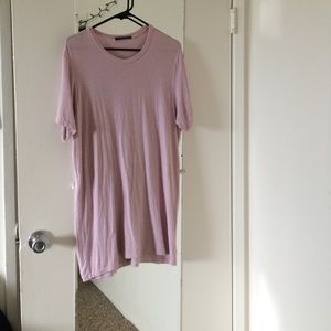 Pink striped shirt dress