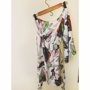 One should feather print dress