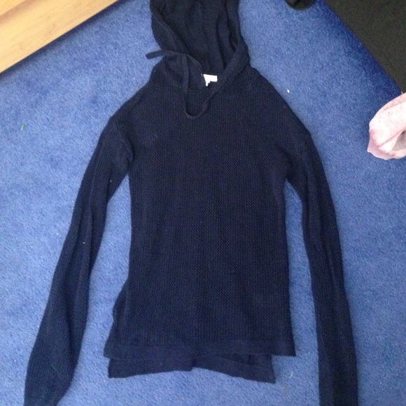 Navy blue knitted hoodie