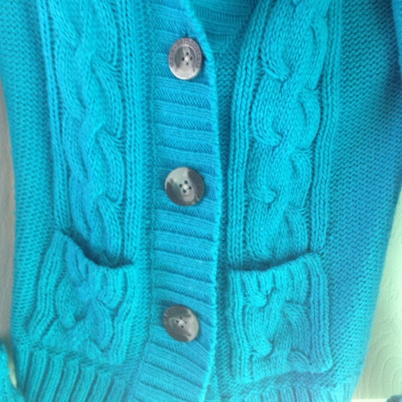 Teal Aeropostale Button-Up Knot Sweater - Picture 3 of 4