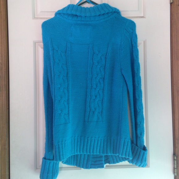 Teal Aeropostale Button-Up Knot Sweater - Picture 4 of 4