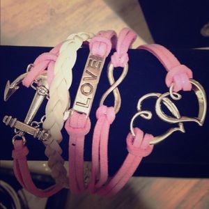 Leather pink bracelet