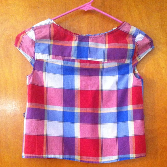 Cap Sleeve Plaid Abercrombie Top - Picture 3 of 3