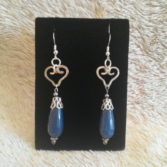 Sterling Silver Earrings with Blue Jade