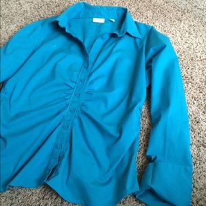 Turquoise button down dress shirt