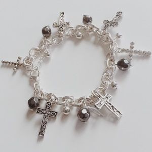 Beautiful Charm Bracelet, Beaded with Crosses