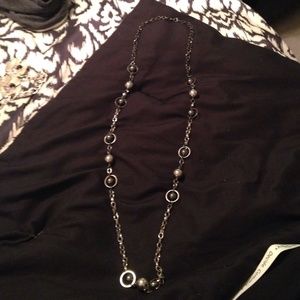 Beautiful silver beaded long necklace