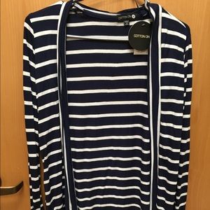 Navy and white striped cardigan