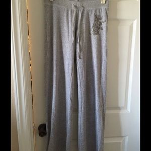 Juicy couture light gray velour track pants.