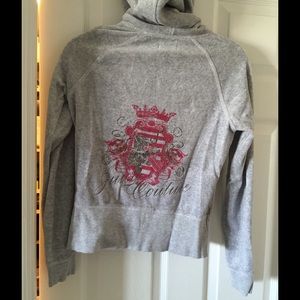 Juicy couture light gray velour hoodie.