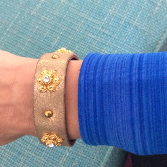 Gold leather bracelet