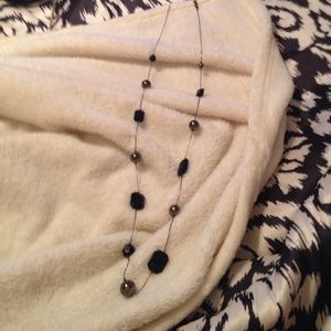 Black diamond and silver balls necklace