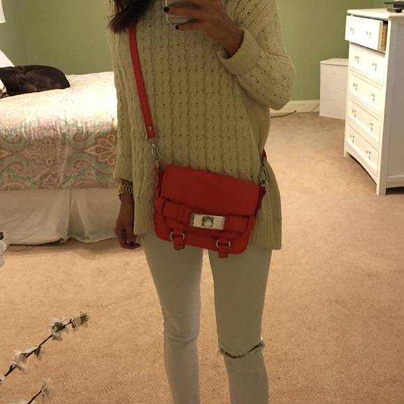 Zara orange and silver cross body bag