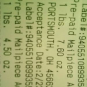 Proof of shipping for Crystal m