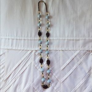 Blue and brown beaded necklace