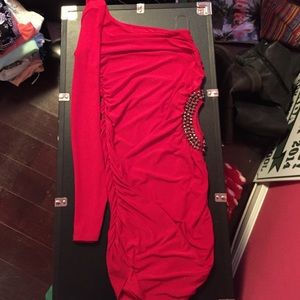 Red one sleeved dress..no tags but size small