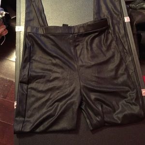 Black faux leather leggings