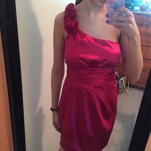 Shiny pink homecoming/prom dress